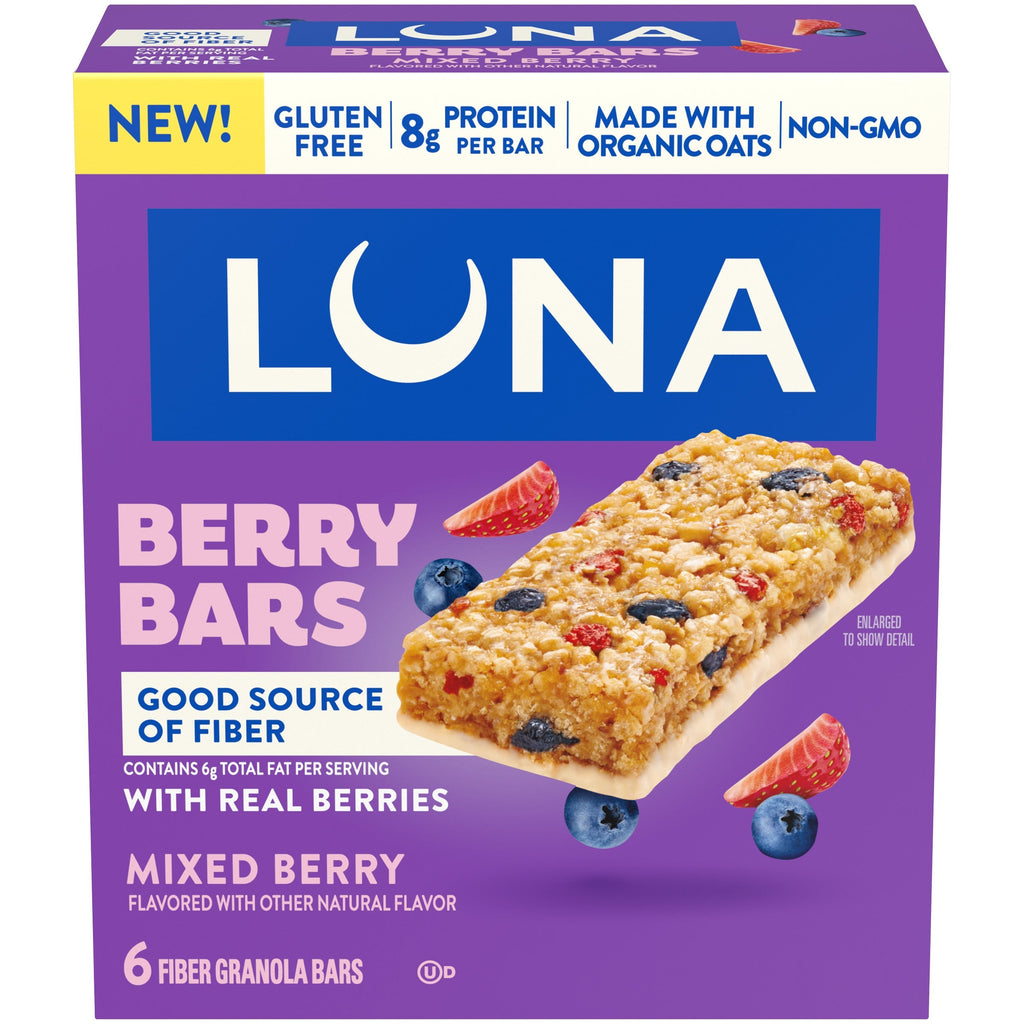 LUNA Berry Bars Mixed Berry Flavor Gluten Free Snack Bars, Non-GMO Protein Bars